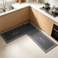 thumbnail image 5 of L Shaped Kitchen Mat, Non-Slip Absorbent Floor Rug for Sink Counter, Corner Bathroom Mat with Memory Foam Cushion, Black, by Zovey, 5 of 6