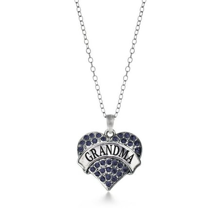 26' Navy Sport Necklace - Grandma Navy Blue Pave Heart Necklace