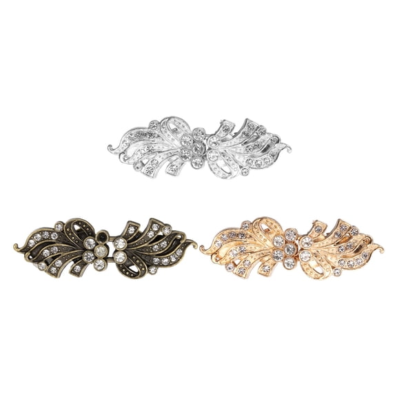Uxcell 3Pcs Vintage Cloak Clasps, Sweater Clips Women Collar Clip for Women Clothing Sweater Shawl Scarf Cardigan accessories Retro Cinch Brooch, Gold/Silver/Copper Tone(2.2x0.8Inch)