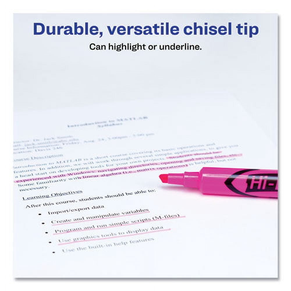 "Hi-Liter Desk-Style Highlighters, Fluorescent Pink Ink, Chisel Tip, Pink/black Barrel, Dozen | Bundle of 2 Dozen"
