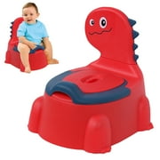 Homesteed Kid Potty Toilet Cartoon Dinosaur Toddler Training Chair with Non-Slip Base Tissue Dispenser and Guard for Kids