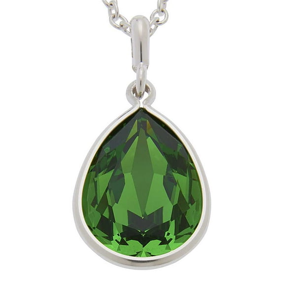 Collection Green Pendant and 18" Chain Made with Swarovski Crystals