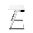 thumbnail image 4 of Bibse Writing Desk - High Gloss Lacquer Finish Top, Polished Stainless Steel Base, Geometric Legs, White Chrome Accent, 4 of 10