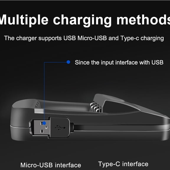 OULII Smart Battery Charger with LCD Display, 4 USB Slots, Black USB Adapter for Efficient Charging