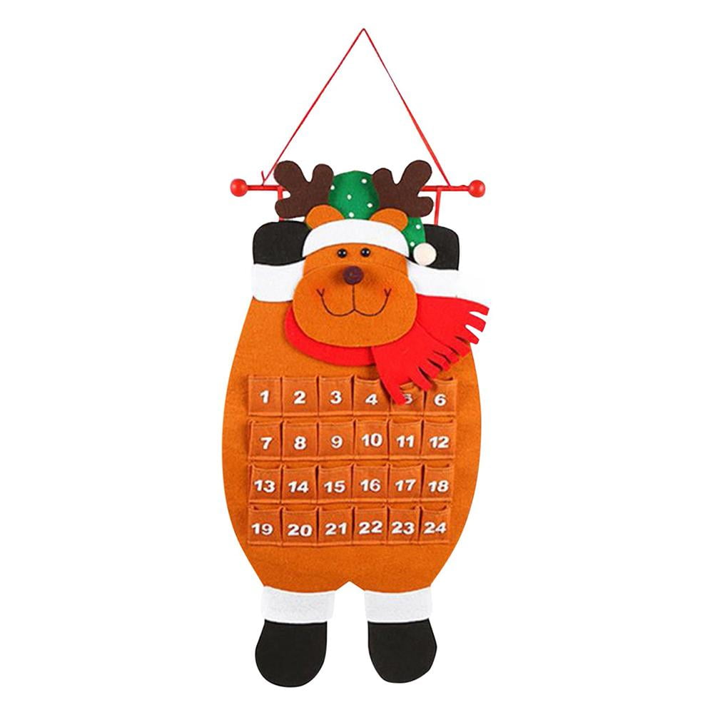 DTOWER Felt Christmas Advent Calendar Wall Hanging Santa Felt Advent Calendar 24 Days Countdown