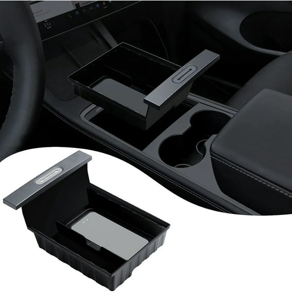 Tesla Model 3, Y Center Console Tray Organizer with Cable Holder, 2021-2024