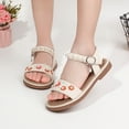 thumbnail image 7 of Xijirk Girls Thick Heel Flat Sandals Outdoor Hollow Pearl Embroidery Princess Sandals,Size 1, 7 of 7