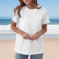 thumbnail image 2 of Liquidation! Hauts Grande Taille pour Femmes, Blouse à Manches Courtes d'Été pour Femmes, Haut Décontracté Uni à Col Rond et Manches Courtes pour Femmes, 2 of 5