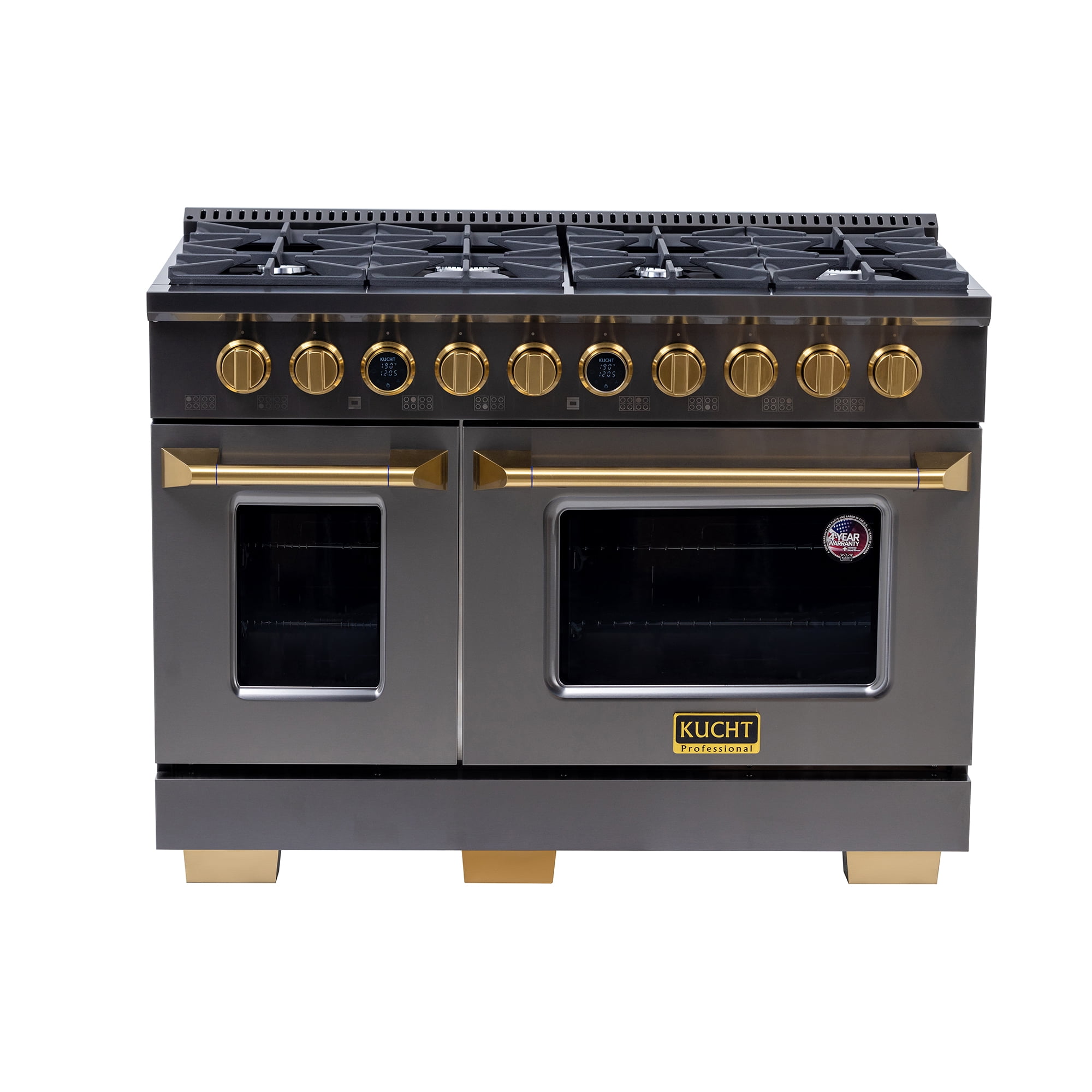 48 in. 8 Burners Dual Fuel Range for Natural Gas in Dark Stainless steel.