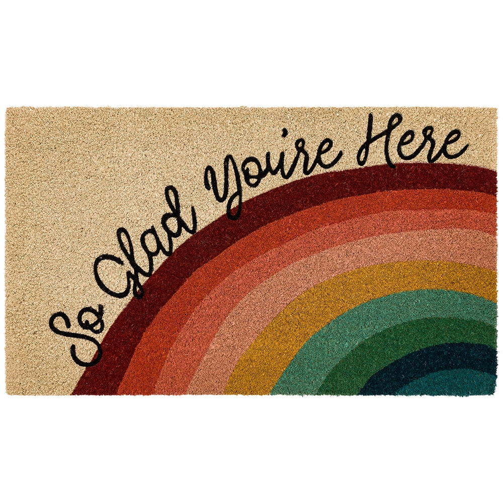 Mainstays 18'X30' So Glad You're Here Rainbow Coir Doormat