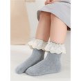 thumbnail image 2 of xiaxaixu Toddler Ribbed Sock Pair, Lacing Hem Elastic Cuff Middle Stockings, 2 of 4