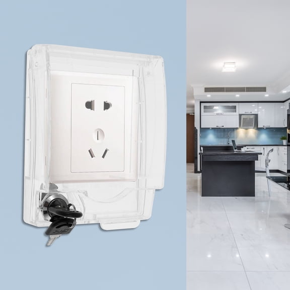 3Pcs Baby Safety Outlet Cover Box Baby Proofing Locking Electrical Outlet Box Safe Socket Waterproof Cover with Key for Home