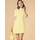 thumbnail image 2 of Vestido de manga corta vintage Allegra K con panel de contraste y cuello con volantes Amarillo S, 2 of 6
