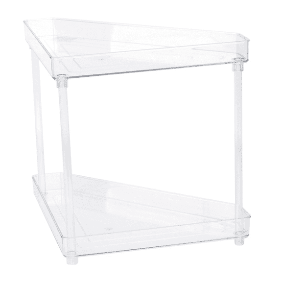 YBM HOME Elegant 2-Tier Lucite ​Plastic Bathroom Vanity Office Countertop Corner Rack, 1221