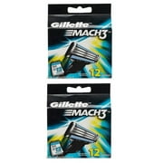 Gillette Mach3 Refill Cartridges, 12 Ct. (Pack of 2)