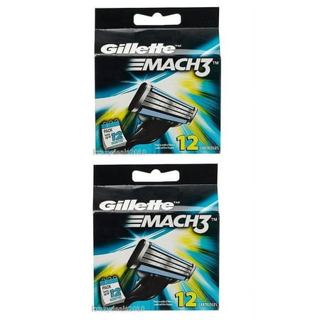 Gillette Mach3 Refill Cartridges, 12 Ct. (Pack of 2)