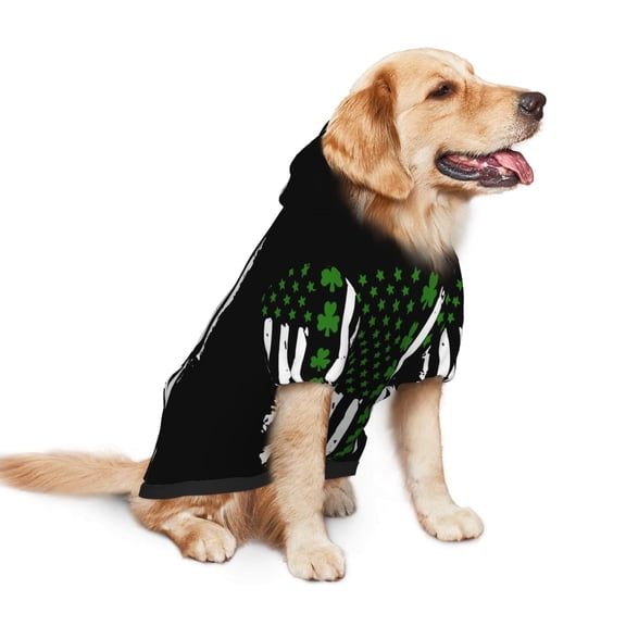 St. Patrick'S Day Big Irish America Flag Dog Hoodie Pet Coat for Medium and Large Dogs Daily Use Small