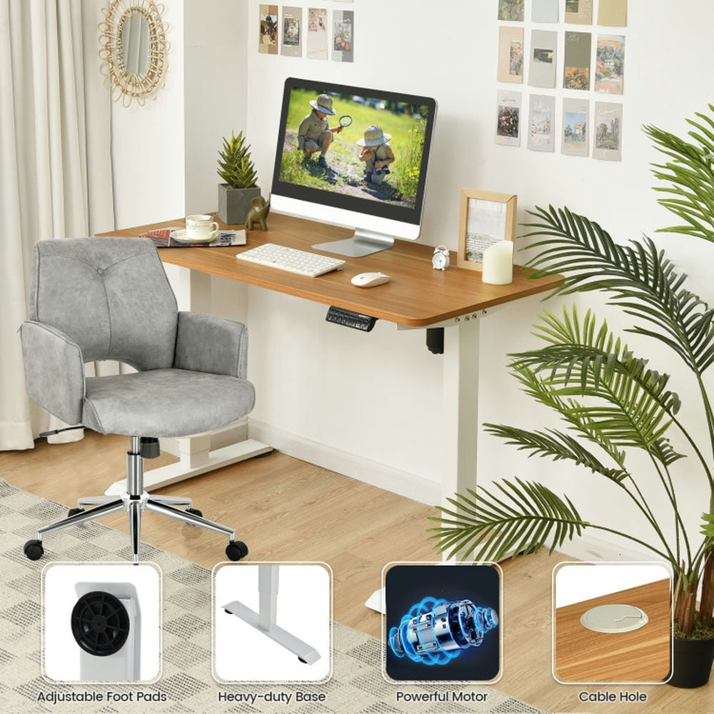 Demi Bonn Electric Height Adjustable Standing Desk with Memory Controller, Small Home Computer Desk Study Writing Table, Beige