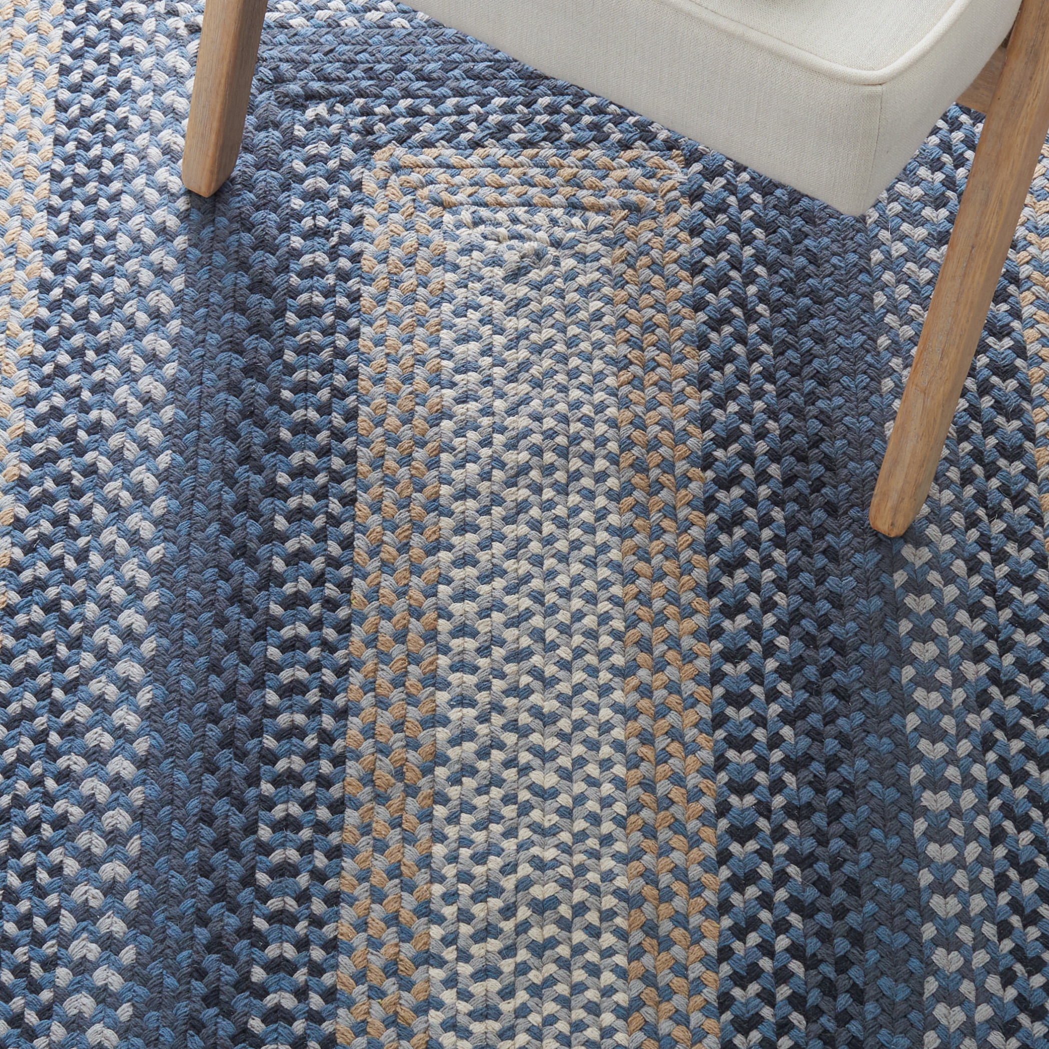 SAFAVIEH Braided Claes Bordered Reversible Area Rug, Dark Gray/Blue, 5' x 8' Oval
