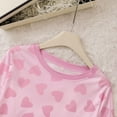 thumbnail image 4 of HOWPAY Valentines Pajamas for Women Set Cute Heart Print Crew Neck Long Sleeve Pajamas with Shorts Causal Loungewear Comfy 2 Piece Lounge Set Pink XL, 4 of 9