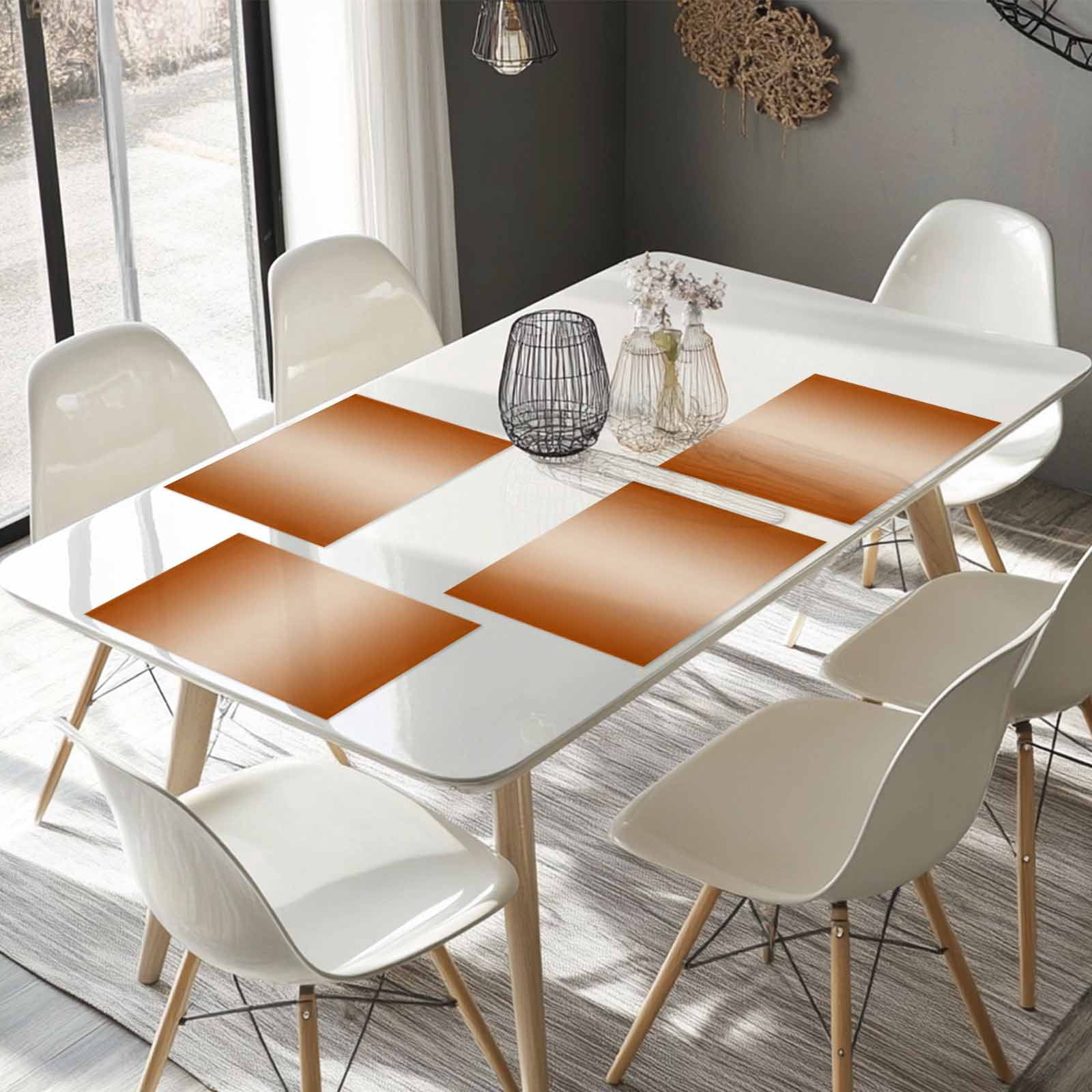 Placemats Set of 4, Burnt Orange Placemats Set of 4, Ombre Tablemats Washable Placemat Table Decoration for Kitchen Table Dinner Party Home Decor Indoor Outdoor 13x19 Inch