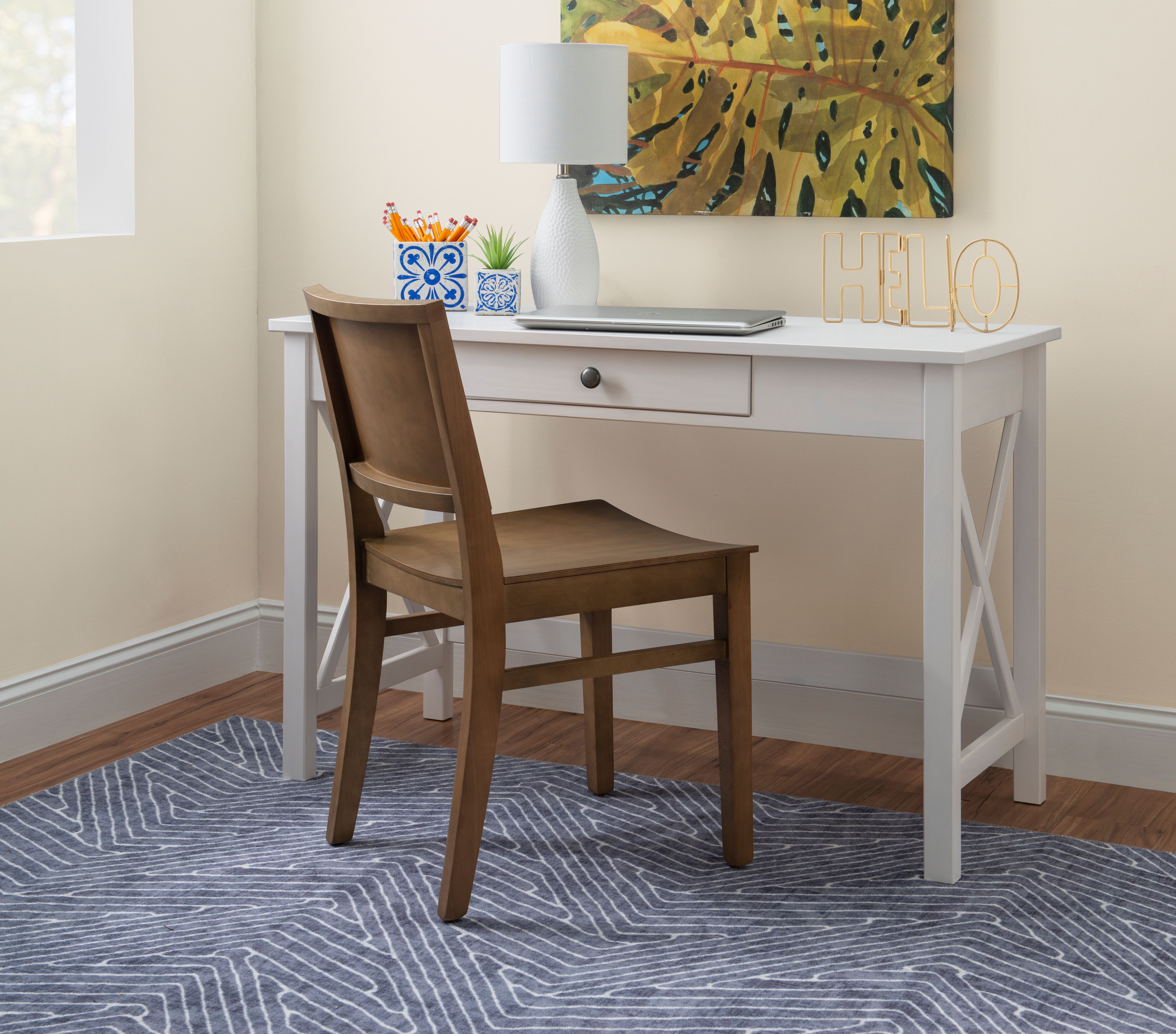 Linon Darcy Mid-Century Dining Side Chair, Set of 2, Natural Finish