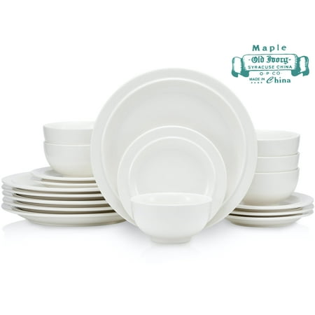 Maple Old Ivory SYRACUSE CHINA OP CO MADE IN China 18-Piece Porcelain Chip and Scratch Resistant Round Dinnerware Set, Plates, Dishes, Bowls, Service for 6