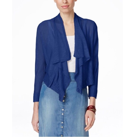 INC International Concepts Women's Draped Cardigan Goddess Blue, PS