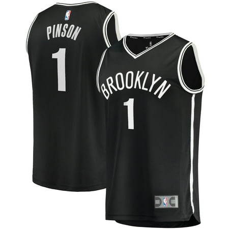 Men's Fanatics Branded Theo Pinson Black Brooklyn Nets Fast Break Player Jersey - Icon Edition