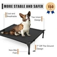 thumbnail image 3 of Elevated Dog Bed for Large Dogs, Raised Dog Cot Beds Fits Up to 150 LBs, Heavy Duty Pet Cots with Durable Supportive Teslin Recyclable Washable Mesh, Indoor & Outdoor Dog Bed, Black, 3 of 9
