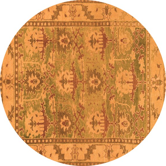 Ahgly Company Indoor Round Oriental Orange Traditional Area Rugs, 3' Round