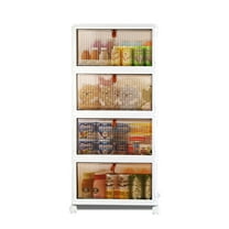 4-Tier Foldable Storage Bins with Lid Front Magnetic Door Collapsible Stackable Closet Organizer Containers with 4Pcs 360° Rotatable Wheels