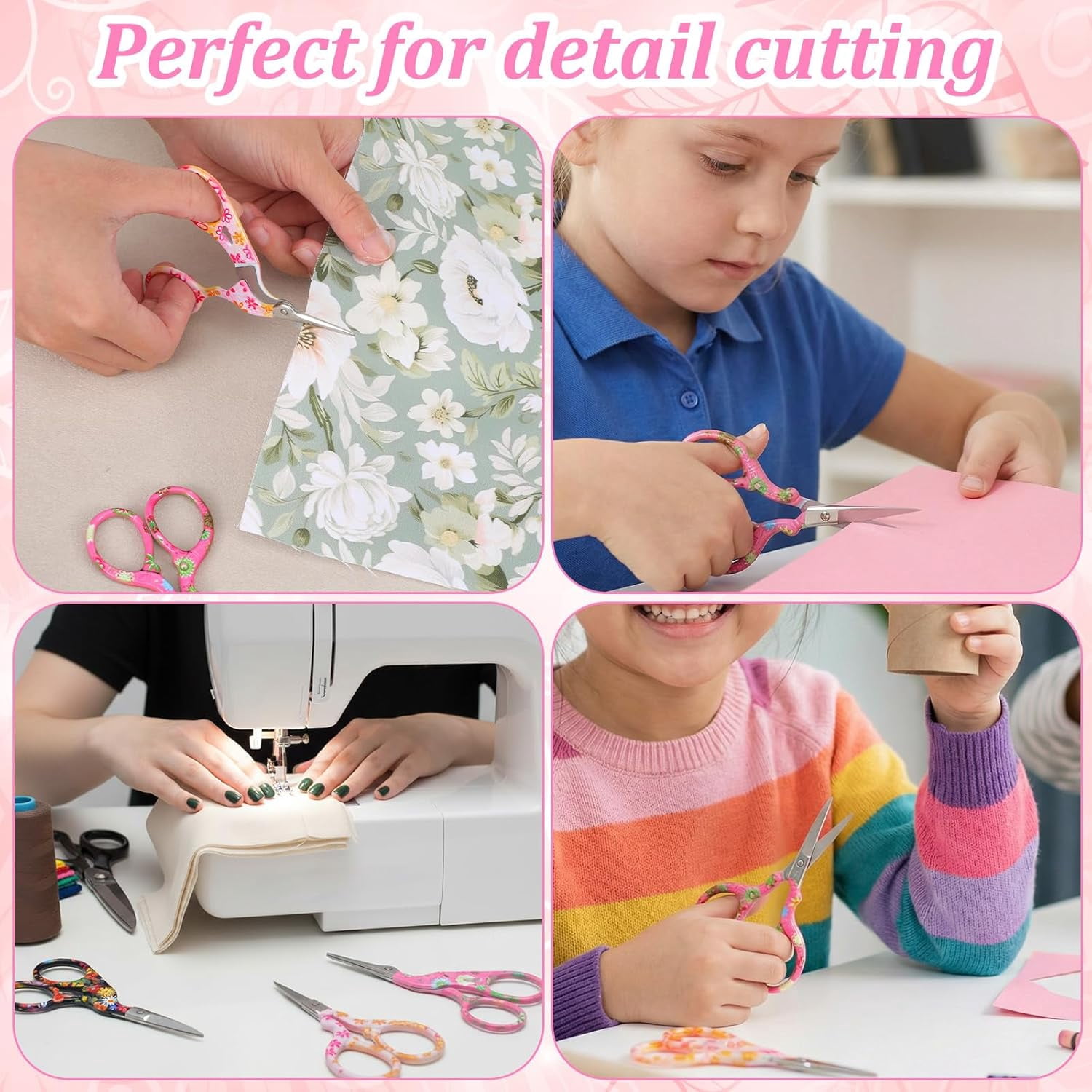 12 Pcs Embroidery Scissors with Artificial Leather Cover Sewing Scissors Stainless Steel Vintage Craft for Crafting Threading DIY Needlework Art Manual Handicraft (3.6 Inch)