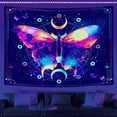 thumbnail image 3 of Butterfly Tapestry Blacklight Moon Stars Galaxy Space Tapestry Wall Hanging for Bedroom Living Room UV Reactive Trippy Tapestries Aesthetic Home Decor, 60X40IN, 3 of 5