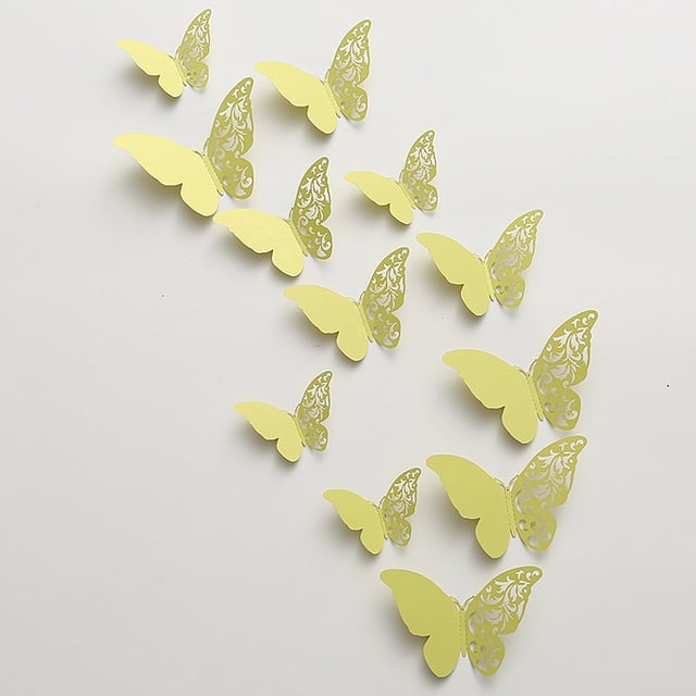 Affordablo 2025 Bathroom Backsplash Tile Clearance 3D Three Dimensionals Hollow Pearl Paper Simulation Butterfly Wall Sticker