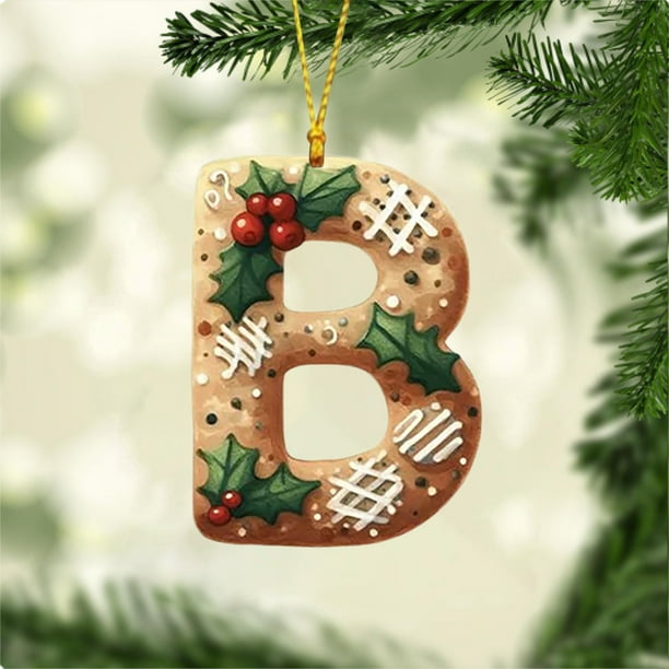 Adorno Navideño con 26 Letras para Árbol de Navidad, Colgante, Adorno Navideño, Decoración Navideña, Colgante para Árbol de Navidad.