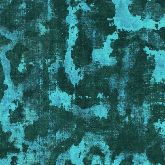 Ahgly Company Machine Washable Indoor Square Abstract Turquoise Blue Modern Area Rugs, 6' Square