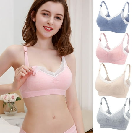 Nexjvus Nursing Bras for Breastfeeding Wirefree Front Open Front Open Button Breathable Comfortable Bra Size M-XXL