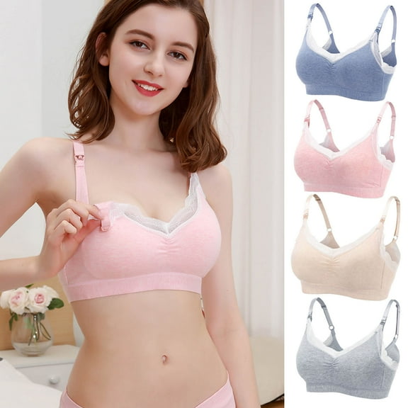Darzheoy Bras for Women No Underwire Ladies Comfortable Breathable Wire-FreeFront Buckle Breastfeeding Bra Ladies Underwear Bras for Women 40/90CD
