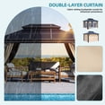 thumbnail image 3 of Dextrus 10' x 12' Hardtop Gazebo, Double Roof Polycarbonate Canopy, Outdoor Shelter with Mosquito Netting & Privacy Curtains, Heavy-Duty Metal Frame for Patio, Backyard, Deck and Lawn, Brown, 3 of 6