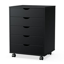 ZUNMOS 5 Drawer Chest, Storage Cabinets Dressers Wood Dresser Cabinet with Wheels Mobile Organizer Drawers for Office, Bedroom, Home, Black