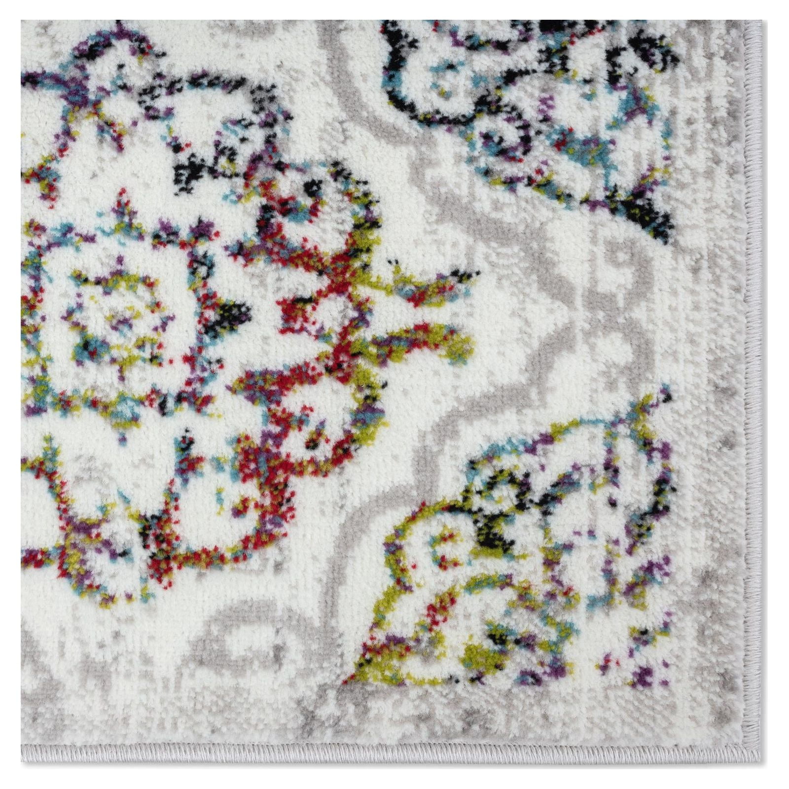 Home Dynamix Boho Andorra Transitional Damask Area Rug, Ivory/Navy Blue, 7'10"x10'2"