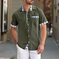 thumbnail image 2 of Mens Shirts Solid Color Pocket Button Up Shirt Short Sleeved Casual Shirt Summer Beach Shirt Shirt With Pockets Short Sleeved Collar Top Shirts for Men, 2 of 7