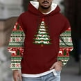 thumbnail image 2 of UVEASISHA Men's Ugly Christmas Hoodie Fashion Xmas Tree Print Fleece Sweatshirt Drop Shoulder Long Sleeve Hooded Sweatshirts Oversized Pullover Tops Wine XS, 2 of 6