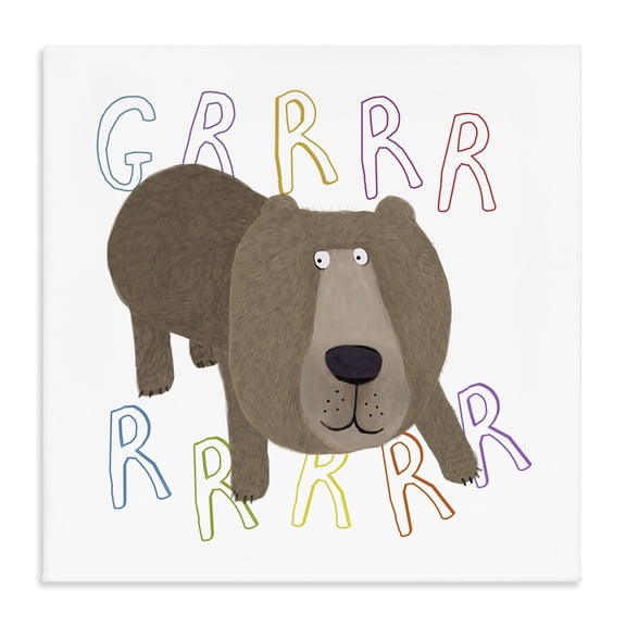 Stupell Industries Cottage Grrrr Roaring Wild Bear Canvas Art, 17 x 17, by Carla Daly