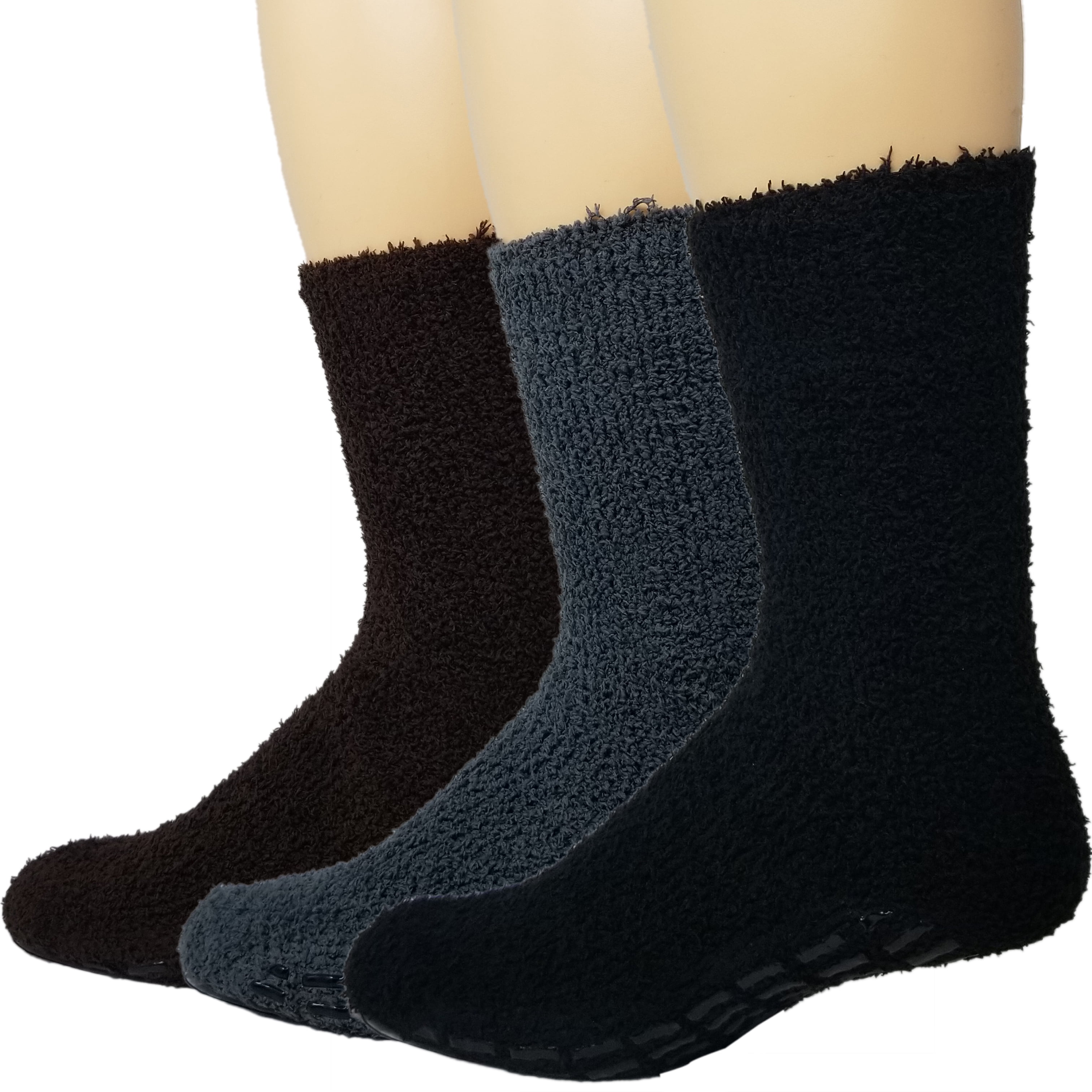 Warm Fuzzy Socks Ultra Soft Mens 3pack Assorted Non Skid By Debra