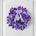 thumbnail image 2 of 15.7 Inch Artificial Christmas Wreath for Front Door Purple Flocked Xmas Wreath with Balls and Ribbon Bow Christmas Hanging Decorations for Wall Indoor Outdoor Home Window Decor, 2 of 7