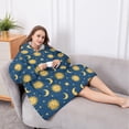 thumbnail image 5 of Oversized Wearable Blanket Hoodie,Blue Sun Moon Star Pattern Sherpa Blanket Hoodie with Super Pockets,Super Warm Fuzzy Pullover for Women & Men, 5 of 6