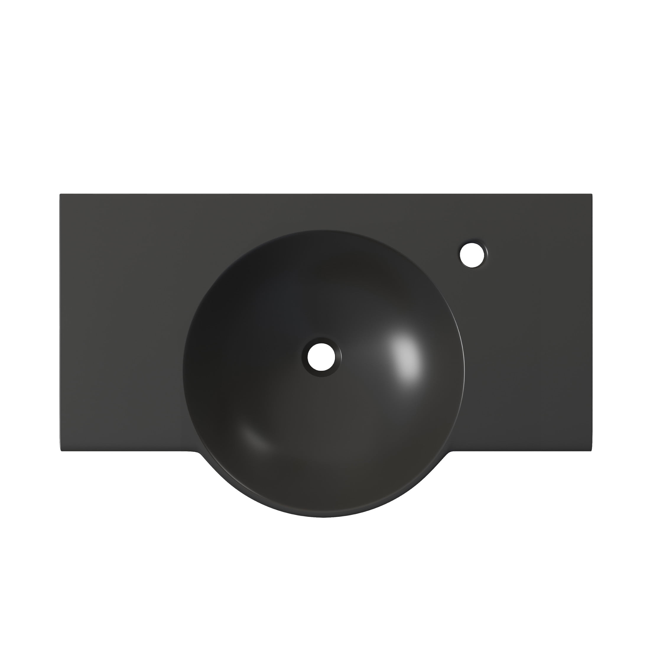 Chateau 30" Wall-Mounted Sink Center Basin with Right Side Faucet Mount in Matte Black