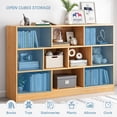 thumbnail image 2 of IOTXY Simple Bookcase with Base - 3 Tier 10 Cubes Freestanding Low Display Cabinet, Bright Blue, 2 of 5